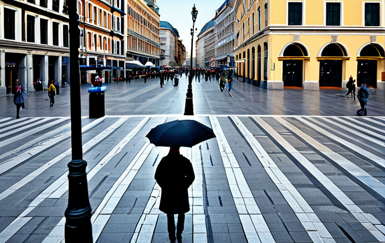 AI로 강화된 얼굴 인식 기술 - Secure Public Space**
"A bustling city square with people walking around, fully clothed, appropriat...