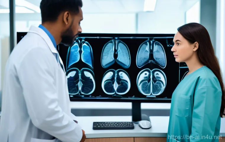 AI가 바꾼 의료 산업의 현재와 미래 - **Prompt:** A diverse group of doctors, dressed in clean, professional medical attire, consulting wi...