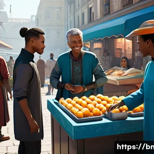 Home 7 AI와 게임 AI의 발전 방향 - **Prompt:** A bustling, vibrant futuristic city square, rendered in a detailed, semi-realistic game ...