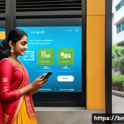 Home 33 AI가 금융 산업에 미치는 영향 - A modern Bengali bank customer interacting with an AI-powered virtual assistant on a smartphone scre...