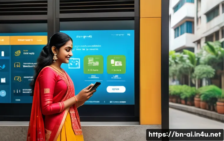 AI가 금융 산업에 미치는 영향 - A modern Bengali bank customer interacting with an AI-powered virtual assistant on a smartphone scre...