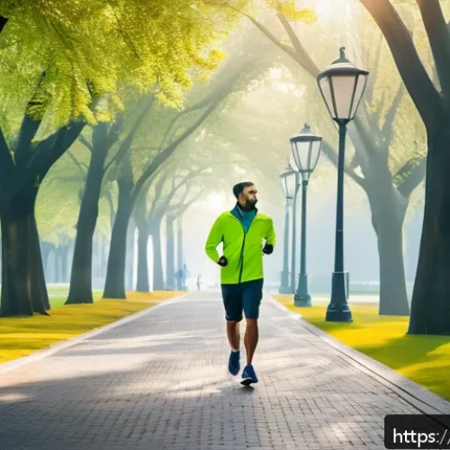 Home 31 AI 기반 동작 인식 기술 - A modern urban park scene at dawn featuring a middle-aged Bengali man wearing light sportswear and a...